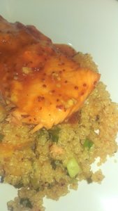 Mustard Apricot Salmon with Apricot Quinoa || Biscuits & Burlap